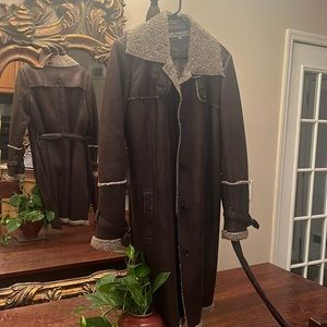 Kenneth Cole sheepskin lined lightweight, leather coat